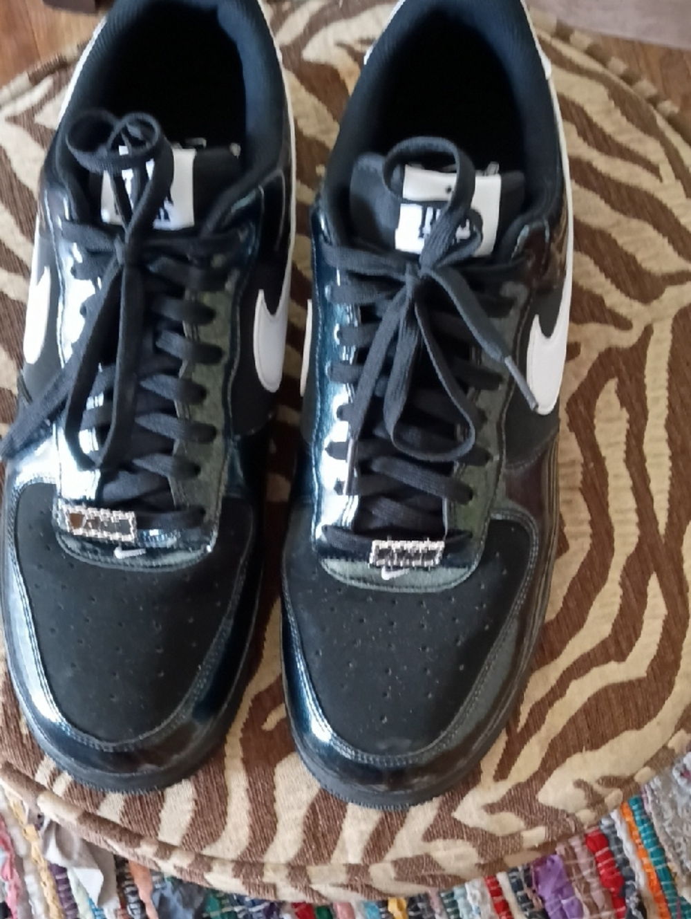 Air Force 1 07 Lv8 Nike Black Sneakers with White Swoosh Only Worn 1 Time.